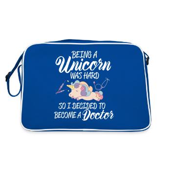 Unicorn Doctor Being A Unicorn Is Hard So I - Retro Bag - blue/white - Back