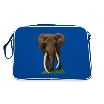 Éléphant - Kenya - Afrique - Sac Retro - bleu/blanc - Dos