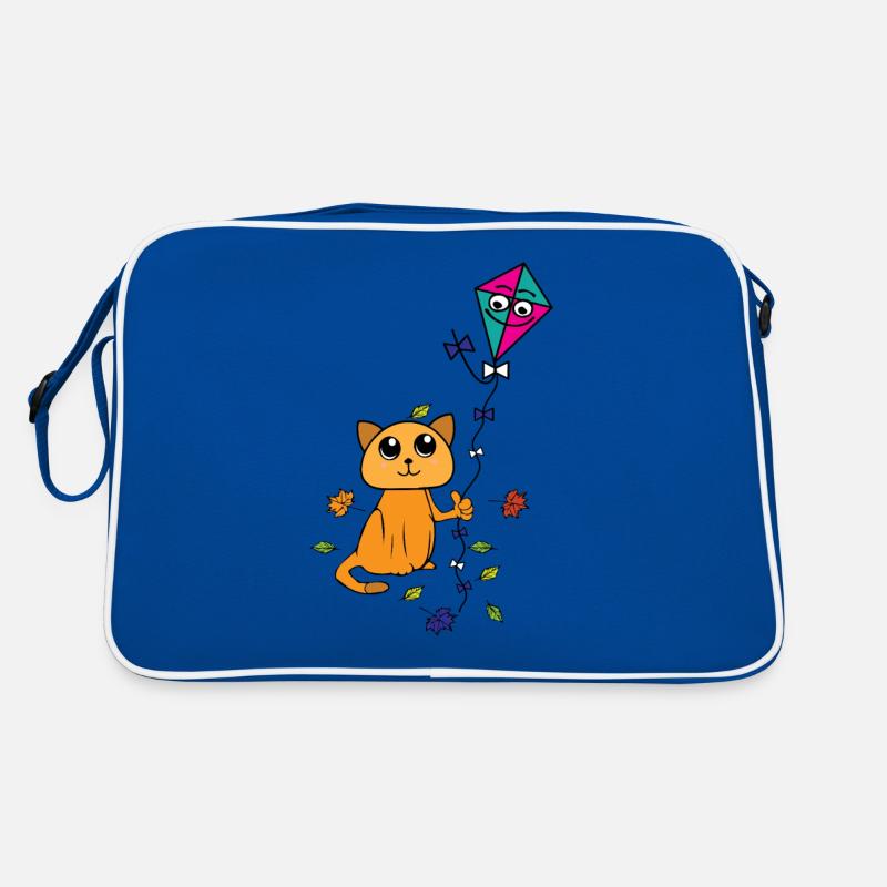 Cat is flying kite in spring, autumn Retro Bag