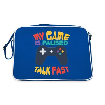 Gamer Geek My Game is Paused Talk Fast jeu - Sac Retro - bleu/blanc - Dos