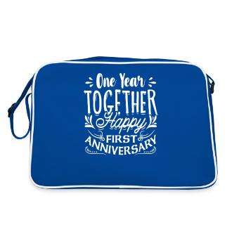 First Anniversary One Year Together Happy First - Retro Bag - blue/white - Back