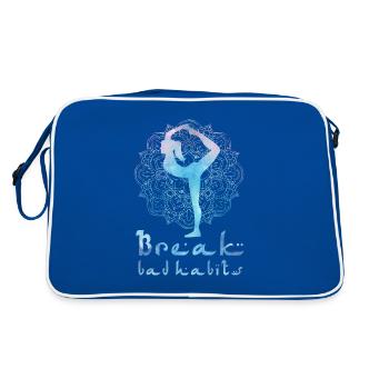 YOGA, yoga, méditation, cadeau, idée cadeau - Sac Retro - bleu/blanc - Dos