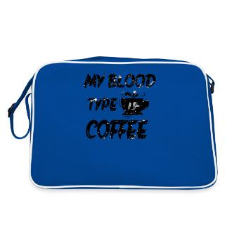 coffee t-shirt saying "my blood type" ladies mens - Retro Bag - blue/white - Back