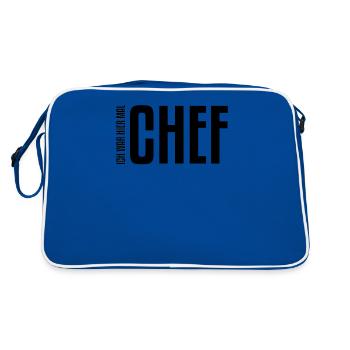 Ich war hier mal Chef | Jobwechsel, Abschied - Retro Tasche - Blau/Weiß - Hinten