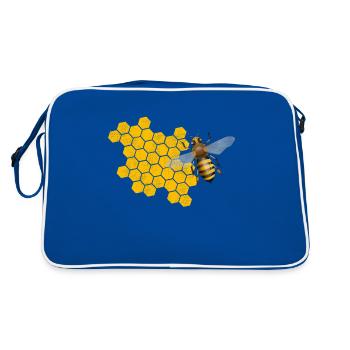 Bee beekeeper bees whisperer - Retro Bag - blue/white - Back