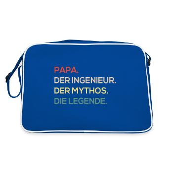 Vaterschaft Ingenieur Papa Mythos Legende Papaw - Retro Tasche - Blau/Weiß - Hinten
