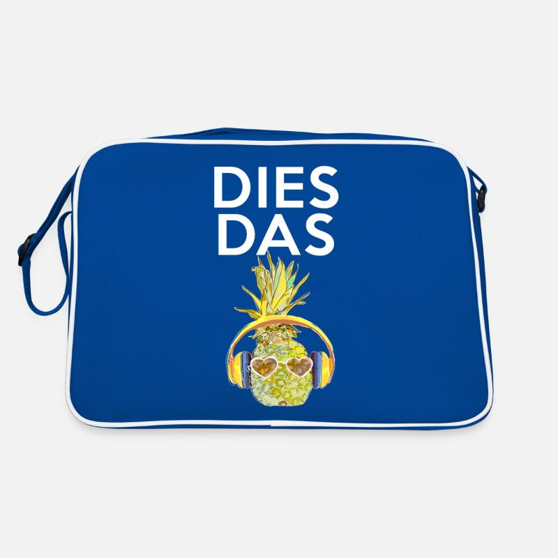 Dies das Ananas Frucht Pineapple Sommer Surfer - Retro Tasche - Blau/Weiß