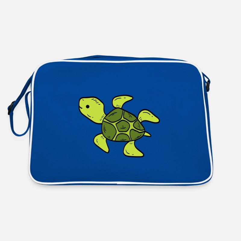 Schildkröte - Retro Tasche - Blau/Weiß