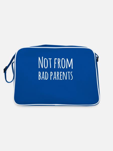 Denglisch: Not From Bad Parents - Funny saying - Retro Bag - blue/white - Back