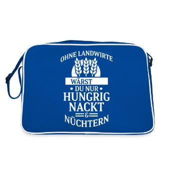 Ohne Landwirt hungrig nackt nüchtern - Retro Tasche - Blau/Weiß - Hinten