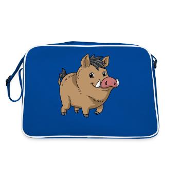 Comic Wildschwein - Retro Tasche - Blau/Weiß - Hinten