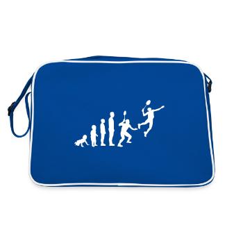 EVOLUTION BADMINTON Shirt Motiv Federball weiß - Retro Tasche - Blau/Weiß - Hinten