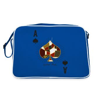 Vintage Poker Magicien Magique Jeux de cartes Ass Pik - Sac Retro - bleu/blanc - Dos