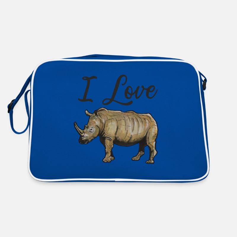 Ich liebe Nashörner Rhinozeros Wasserfarben Kunst Retro Tasche