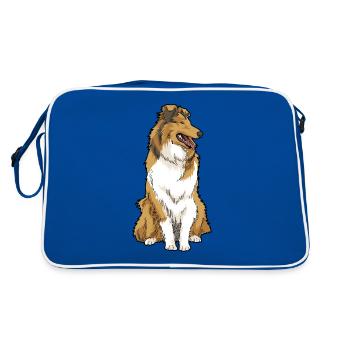 Rough Collie Long Hair Collie Dog Race - Sac Retro - bleu/blanc - Dos