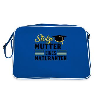 stolze Mutter Matura Maturafeier Maturant Schule - Retro Tasche - Blau/Weiß - Hinten