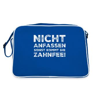 Nicht anfassen sonst kommt die Zahnfee - Spruch - Retro Tasche - Blau/Weiß - Hinten