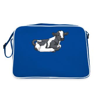 Cow calf with black spots - Retro Bag - blue/white - Back