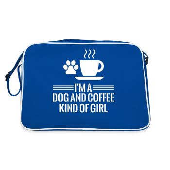 I m Dog And Coffee Kind Of Girl Cute T Shirt - Retro Tasche - Blau/Weiß - Hinten