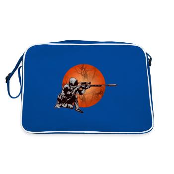 Sniper sniper comme motif TShirt Zocker Desig - Sac Retro - bleu/blanc - Dos