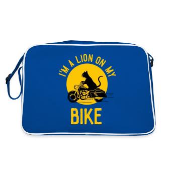 Moto, vélo, cadeau, chat, idée cadeau - Sac Retro - bleu/blanc - Dos