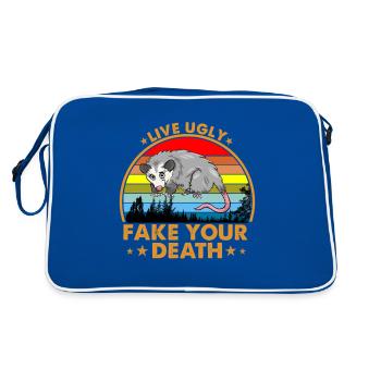 Live Ugly Fake Your Death Vintage Retro Opossum - Sac Retro - bleu/blanc - Dos