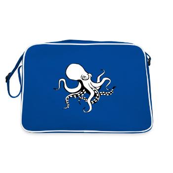 Octopus octopus drawing black white t shir - Retro Bag - blue/white - Back