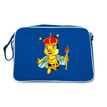 bee bee queen queen bee drawing design - Retro Bag - blue/white - Back
