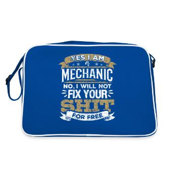Mécanicien Non, je ne réparerai pas ta merde gratuitement - Sac Retro - bleu/blanc - Dos