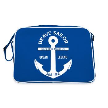 BRAVE SAILOR SEALING SEAMAN FISHING CREATOR CAPTAIN - Retro Bag - blue/white - Back