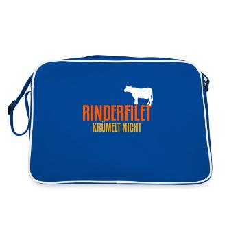 Rinderfilet krümelt nicht - Retro Tasche - Blau/Weiß - Hinten