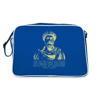 Philosophie Citation Stoïcien Dictons Marc Aurèle - Sac Retro - bleu/blanc - Dos