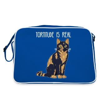 Tortitude Is Real Tortoise Shell Tortie Cat print - Retro Bag - blue/white - Back