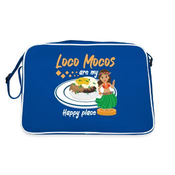 Loco Mocos sind mein glücklicher Ort hawaiianisches Frühstück - Retro Tasche - Blau/Weiß - Hinten