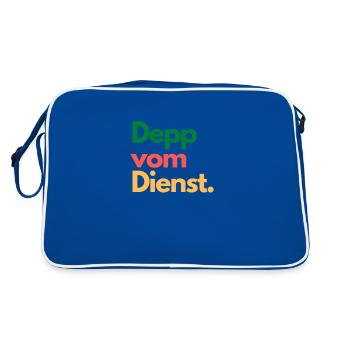 Depp vom Dienst T-Shirt Spruch Geschenk - Retro Tasche - Blau/Weiß - Hinten