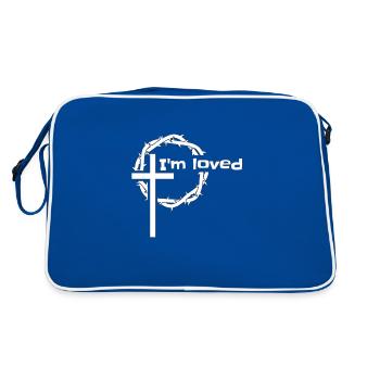Christian Design - I'm Loved. Graphique avec couronne - Sac Retro - bleu/blanc - Dos