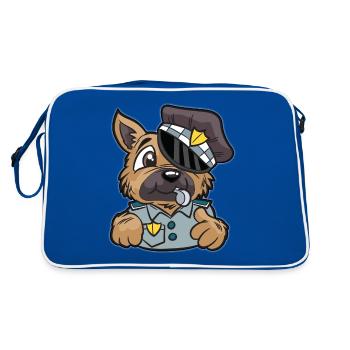 Polizeihund Polizei Hund Englischer Polizist Bobby - Retro Tasche - Blau/Weiß - Hinten