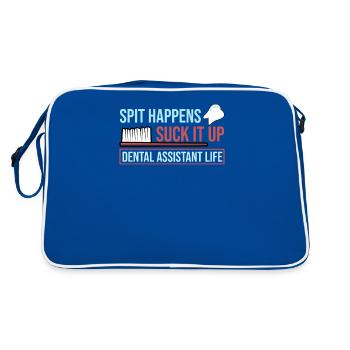Dentist tooth teeth female dentist doctor dental hygienist - Retro Bag - blue/white - Back
