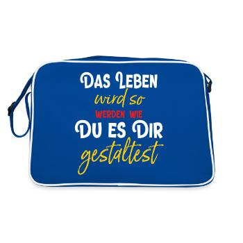 Das Leben wird so werden wie Du es Dir gestaltest - Retro Tasche - Blau/Weiß - Hinten