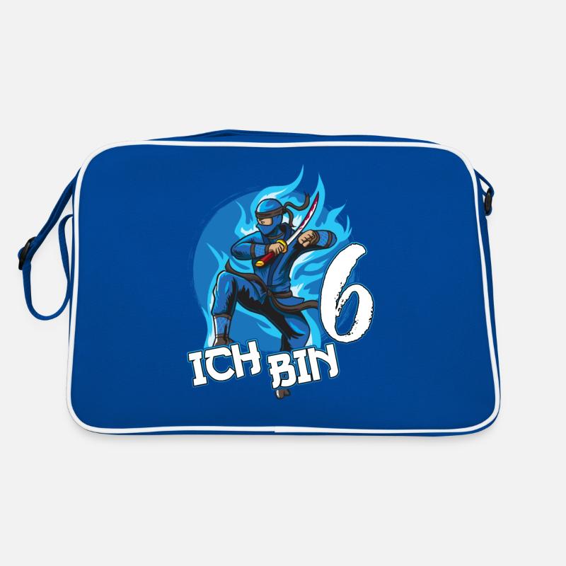 Blauer Ninja Sechsten 6 Geburtstag Junge Geschenk Retro Tasche