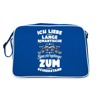 Schießstand Sportschütze Sportschützin Schießsport - Retro Tasche - Blau/Weiß - Hinten