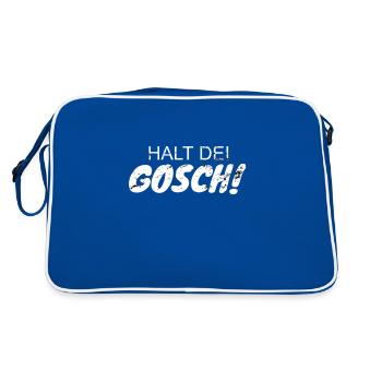 Lustiger Halt Dei Gosch Spruch - Retro Tasche - Blau/Weiß - Hinten