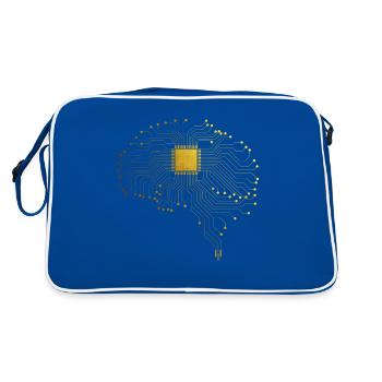 CPU brain computer nerd geek computer scientist - Retro Bag - blue/white - Back