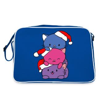 Tee-shirt chats rigolos chat mignon noël - Sac Retro - bleu/blanc - Dos