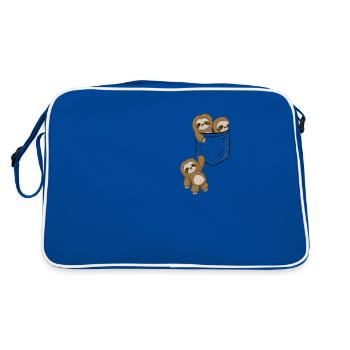 Jolis bébés paresseux kawaii jouent dans le sac - Sac Retro - bleu/blanc - Dos