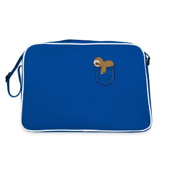 Paresseux mignon bébé kawaii dort dans le sac - Sac Retro - bleu/blanc - Dos