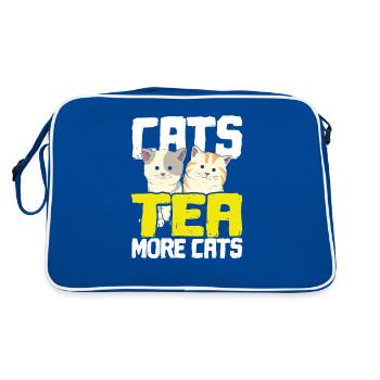 Katzenliebhaber Geschenk Katzen Tee Mehr Katzen Tee Trinker Geschenk - Retro Tasche - Blau/Weiß - Hinten