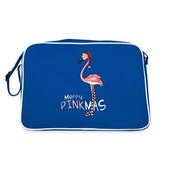 Merry Pinkmas Merry pink flamingo Christmas - Retro Bag - blue/white - Back
