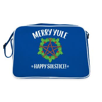 Wiccan Merry Yule Winter Solstice print - Retro Bag - blue/white - Back