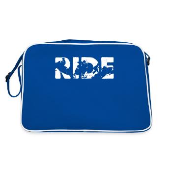 Schneemobilfahrt Neuheit Schneemobilfahren Grafikgeschenke - Retro Tasche - Blau/Weiß - Hinten